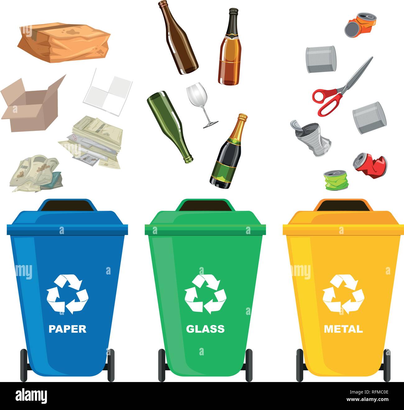 Rubbish Bins For Recycling Different Types Of Waste Garbage Containers  Vector Infographics Stock Illustration - Download Image Now - iStock