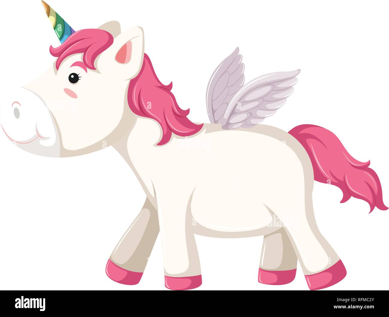 Isolated unicorn character on white background illustration Stock Vector