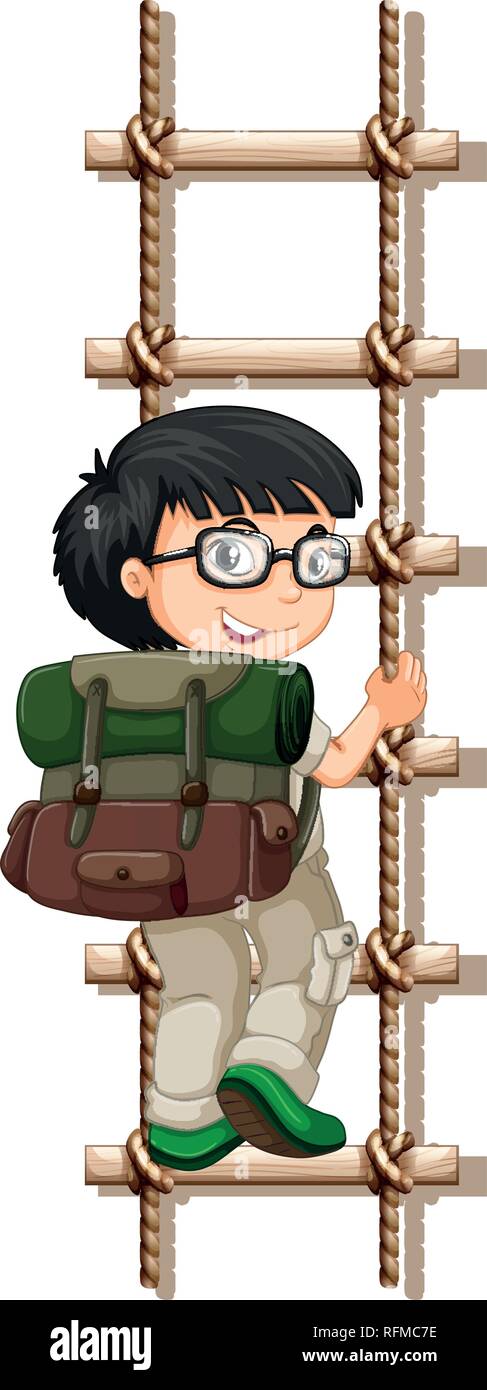Camping boy climbing rope lader illustration Stock Vector Image & Art ...