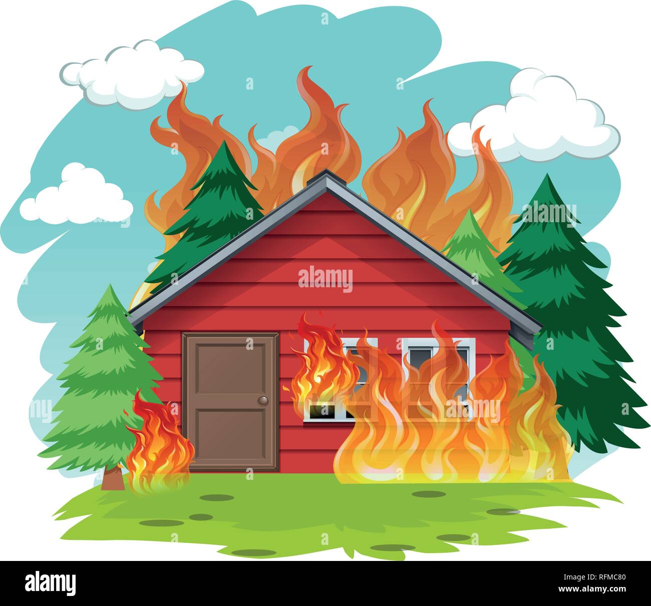 Isolated cabin house on fire illustration Stock Vector Image & Art Alamy