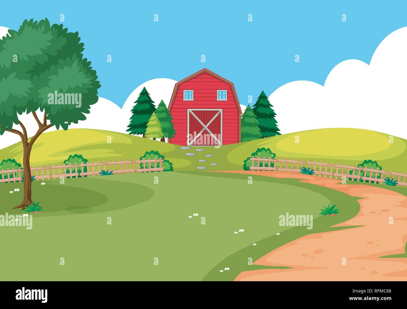 An outdoor farm landscape illustration Stock Vector Image & Art - Alamy
