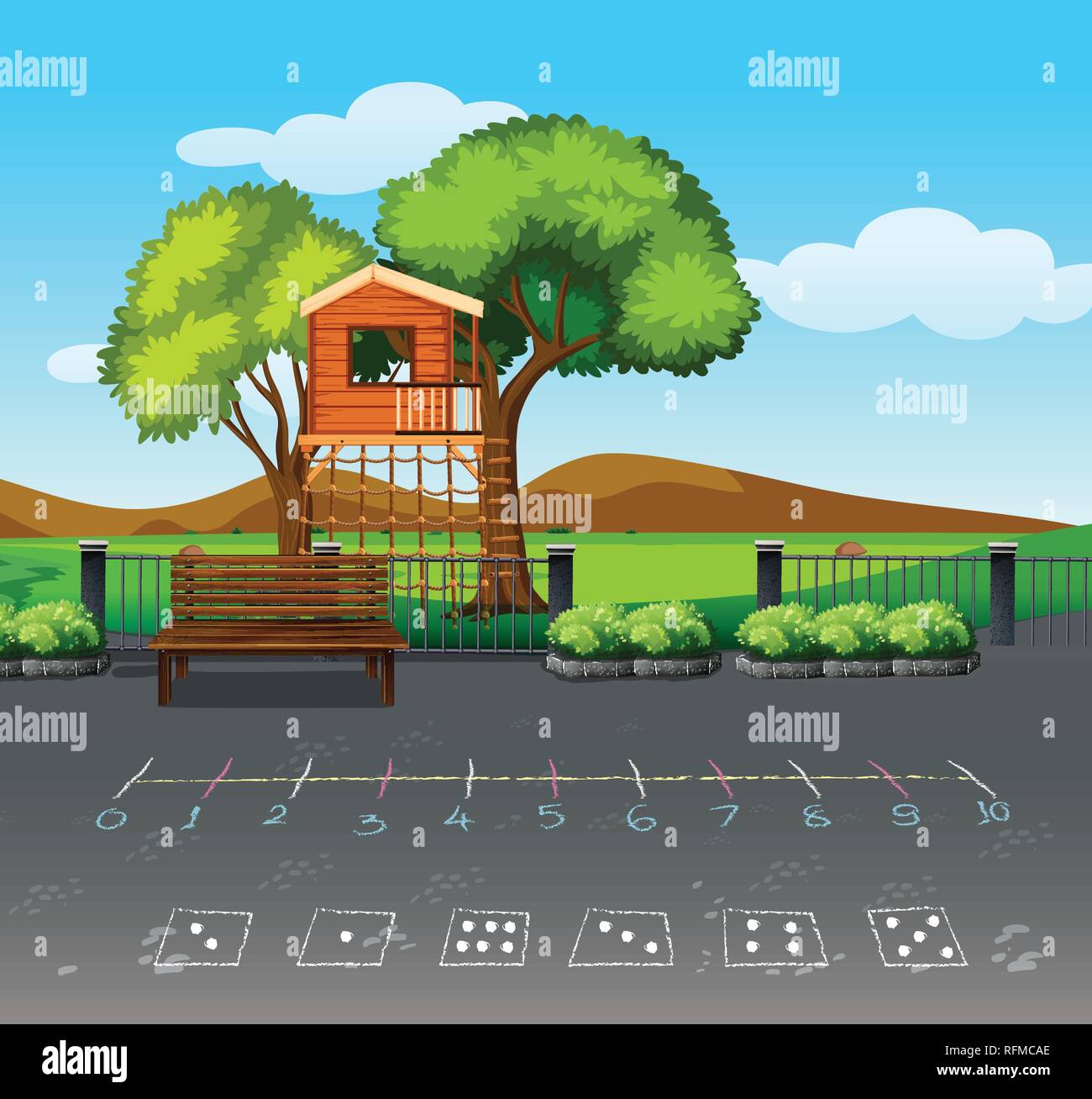 Tree house in nature landscape illustration Stock Vector Image & Art ...