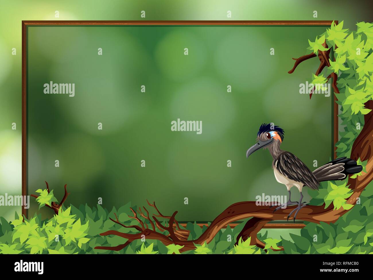 A roadrunner bird in nature frame illustration Stock Vector