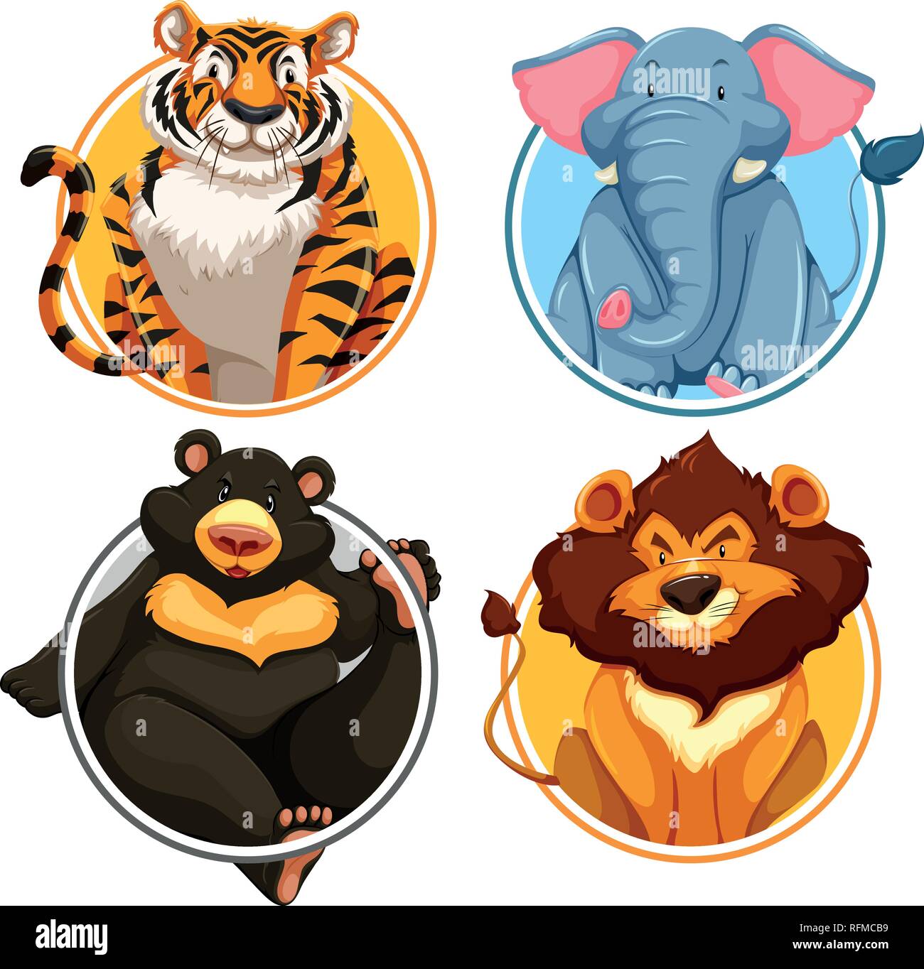 Wild animals on circle template illustration Stock Vector Image & Art ...