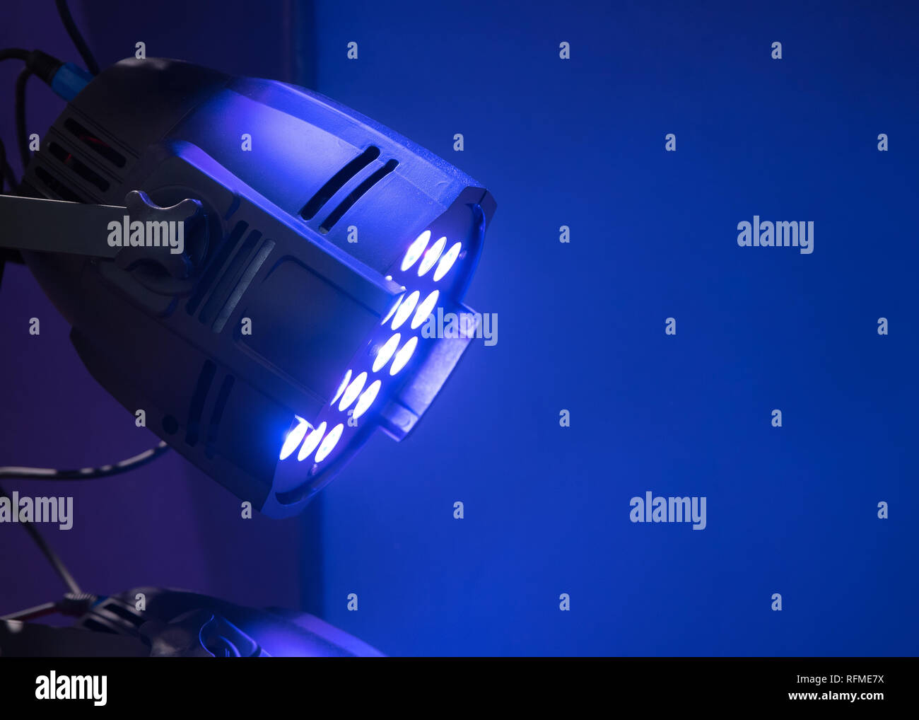 Professional lighting equipment for stage performances on the ceiling