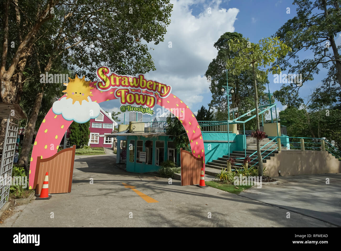 Rayong, Thailand - December 04, 2018: Scenery of the new travel destinations Strawberry Town in Rayong province, Thailand. Stock Photo