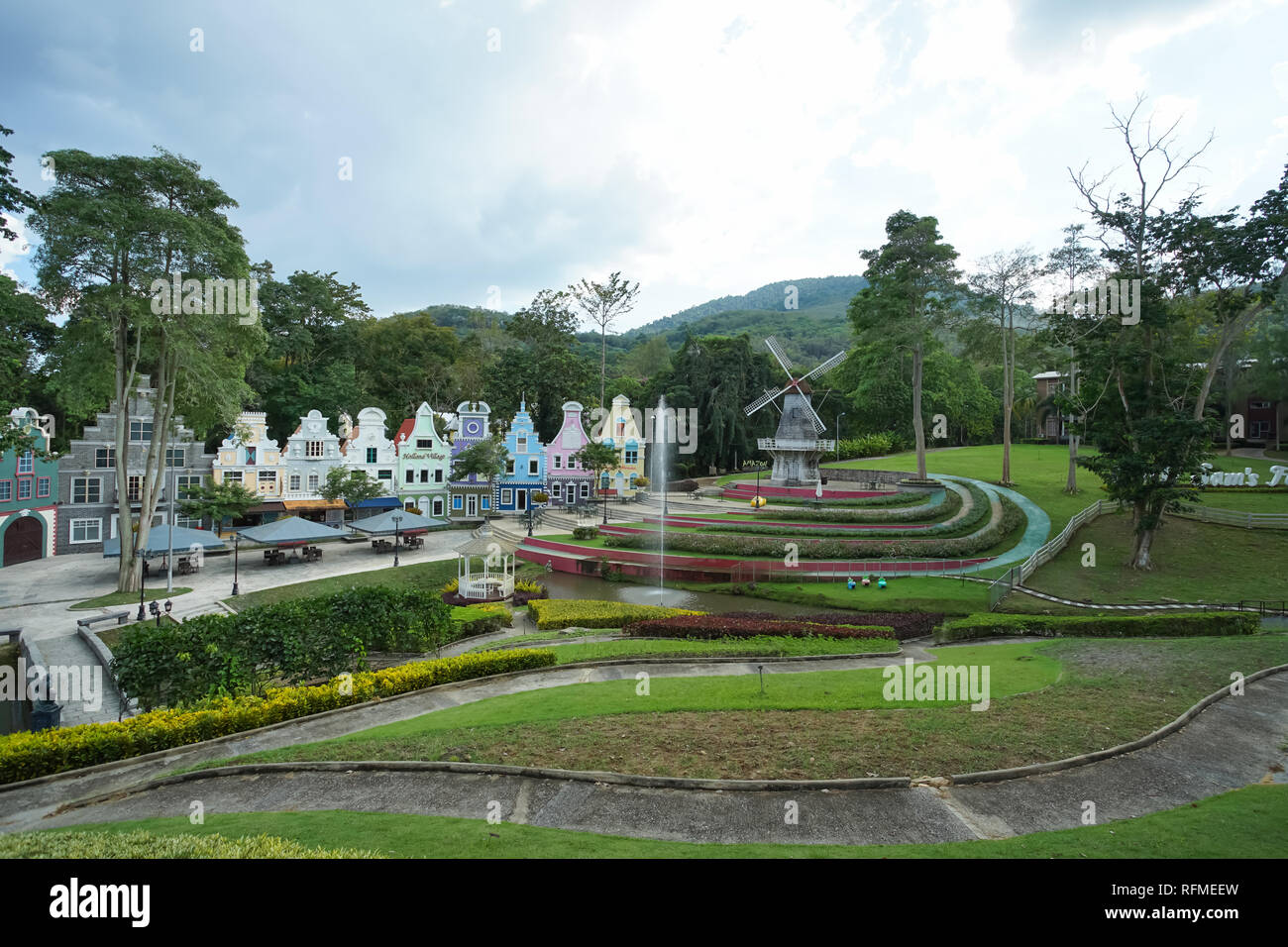 Rayong, Thailand - December 04, 2018: Scenery of the new travel destinations Strawberry Town in Rayong province, Thailand. Stock Photo