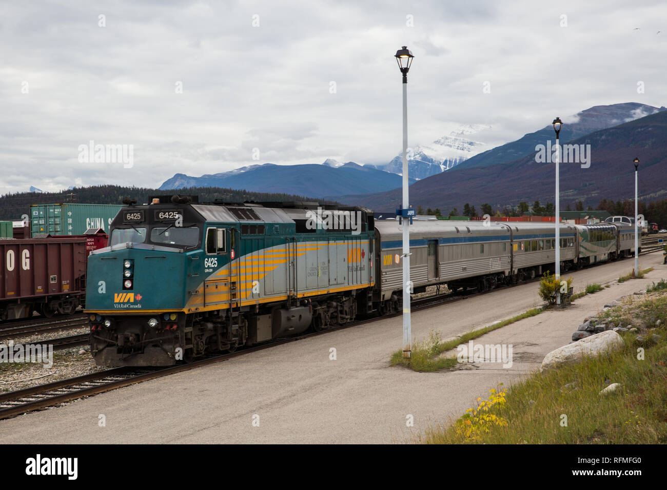 The Canadian in Jasper station Stock Photo