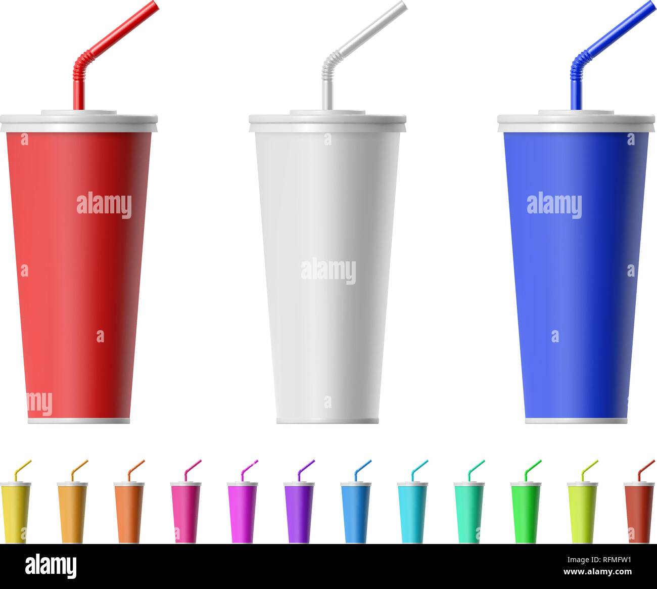 Fast food cup with straw Stock Vector
