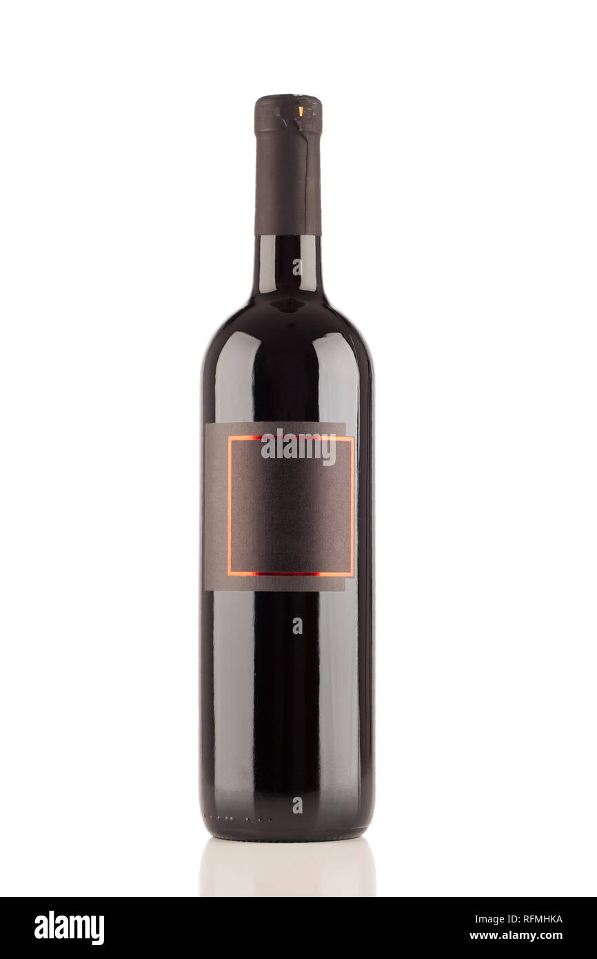 Black wine bottle isolated on white Stock Photo - Alamy