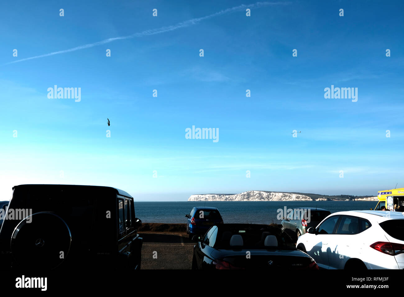 Compton Bay car park, Compton, Isle of Wight Stock Photo Alamy