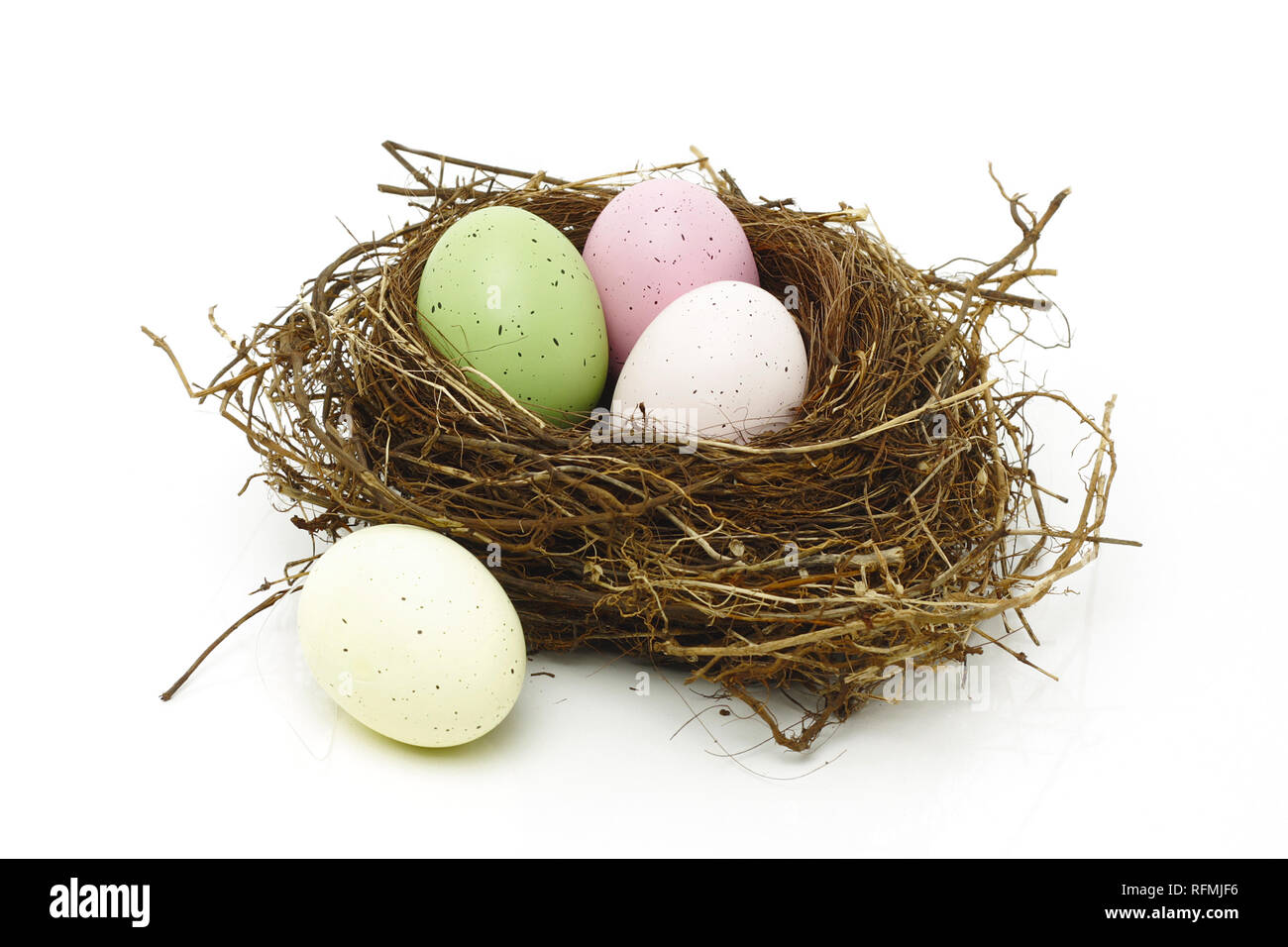 Easter eggs in real bird nest Stock Photo - Alamy
