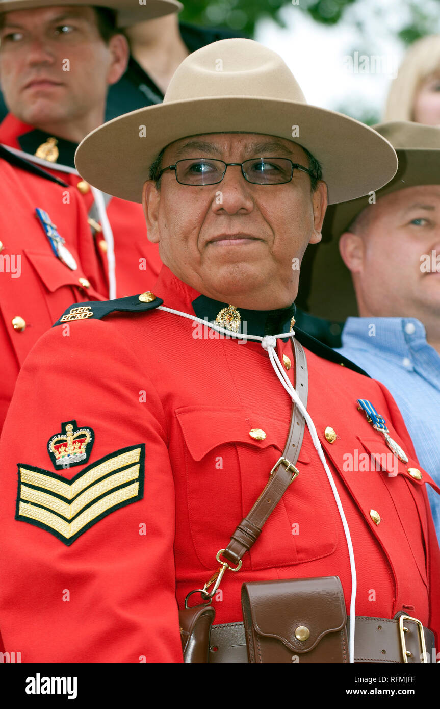 Canadian Mountie of Royal Canadian Mounted Police at Calgary Stampede show, Calgary, Alberta, Canada Stock Photo