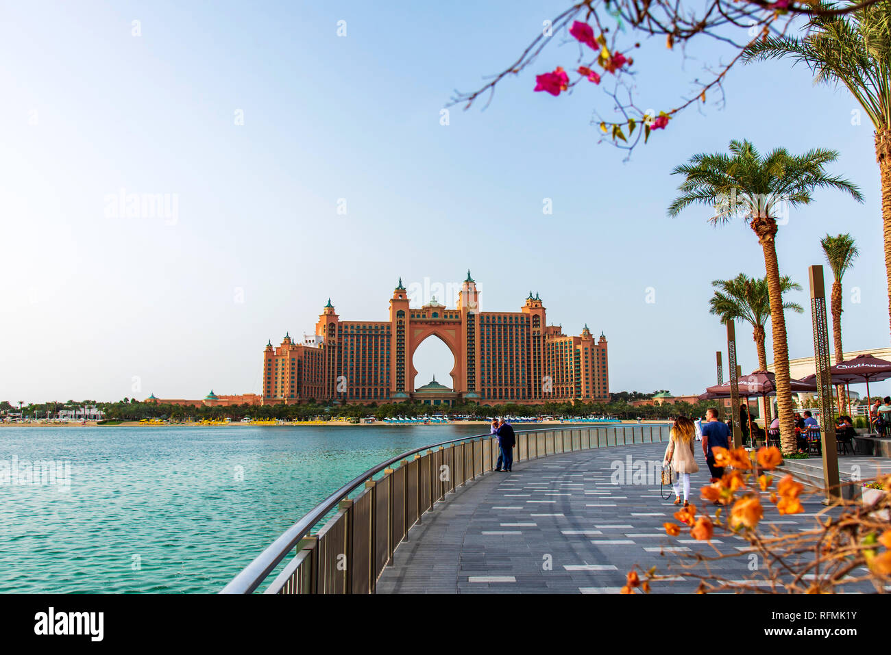 Dubai, United Arab Emirates - January 25, 2019: The Pointe waterfront dining and entertainment destination newly opened at the Palm Jumeirah Stock Photo