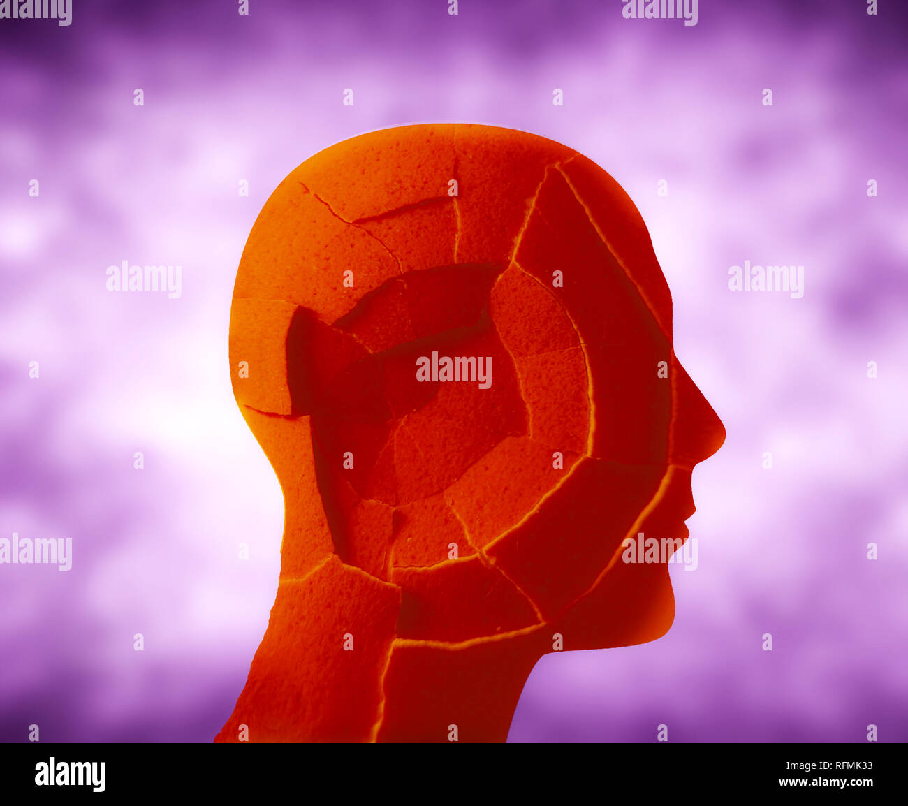 cracked head digital llustration Stock Photo