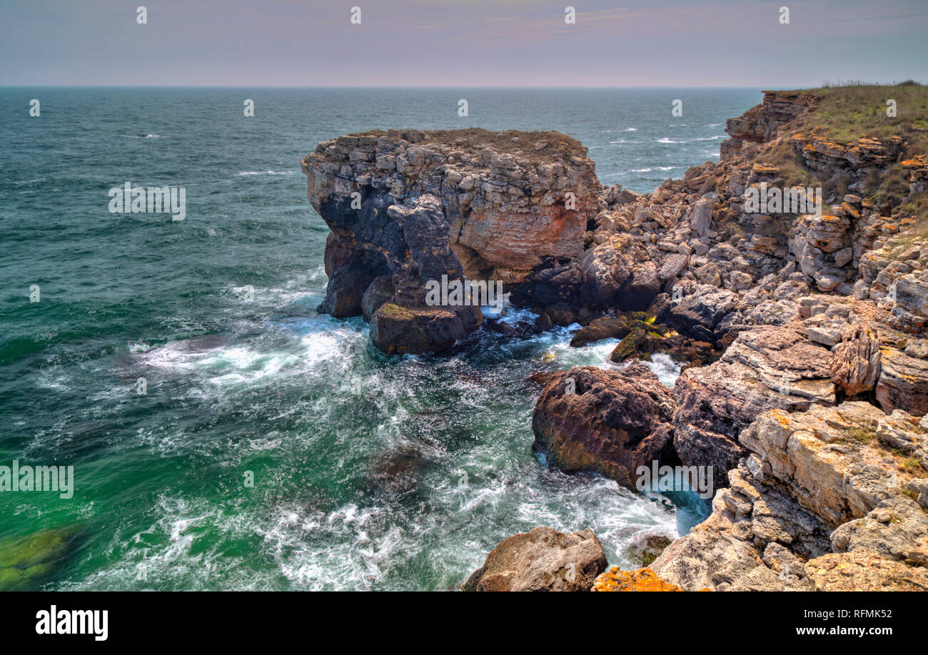 Beautiful landscape with blue sea and rocky shore Stock Photo - Alamy
