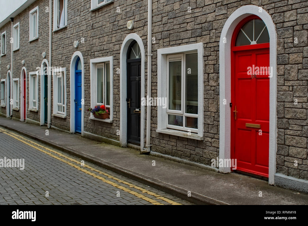 Rowhouse Doors in Ireland Stock Photo