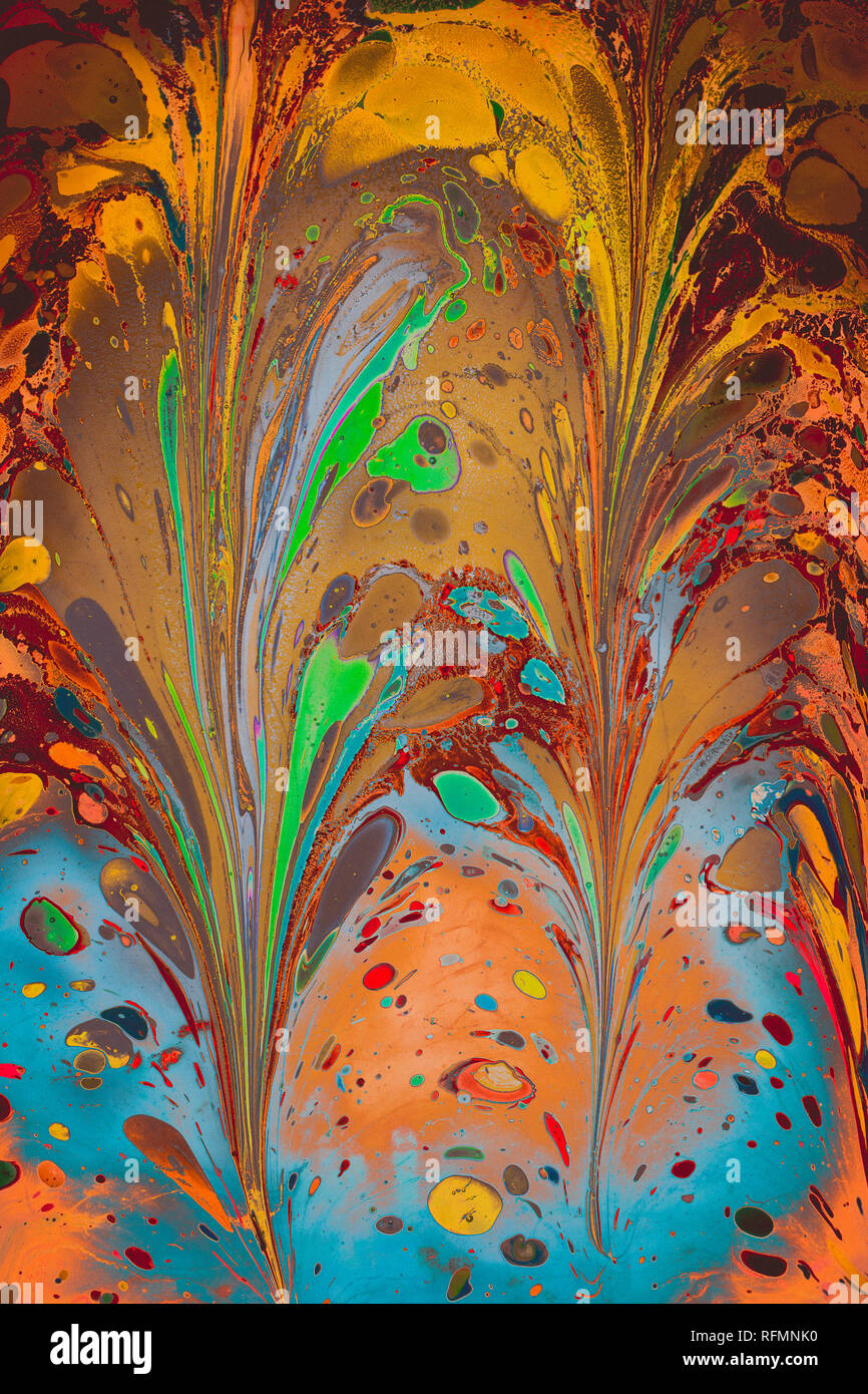 Traditional Ottoman Turkish abstract marbling art patterns as ...