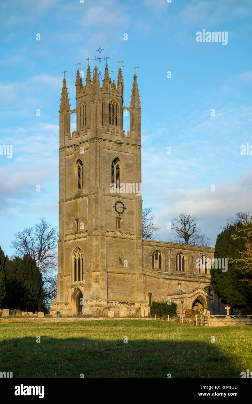 15th Century St Peter's Church, Lowick, Northamptonshire, UK Stock Photo