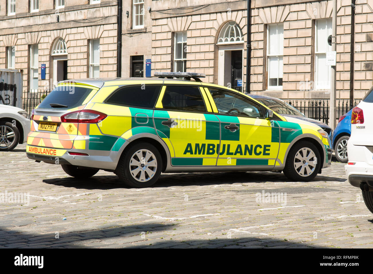 Ambulance car parked on edinburgh street hires stock photography and