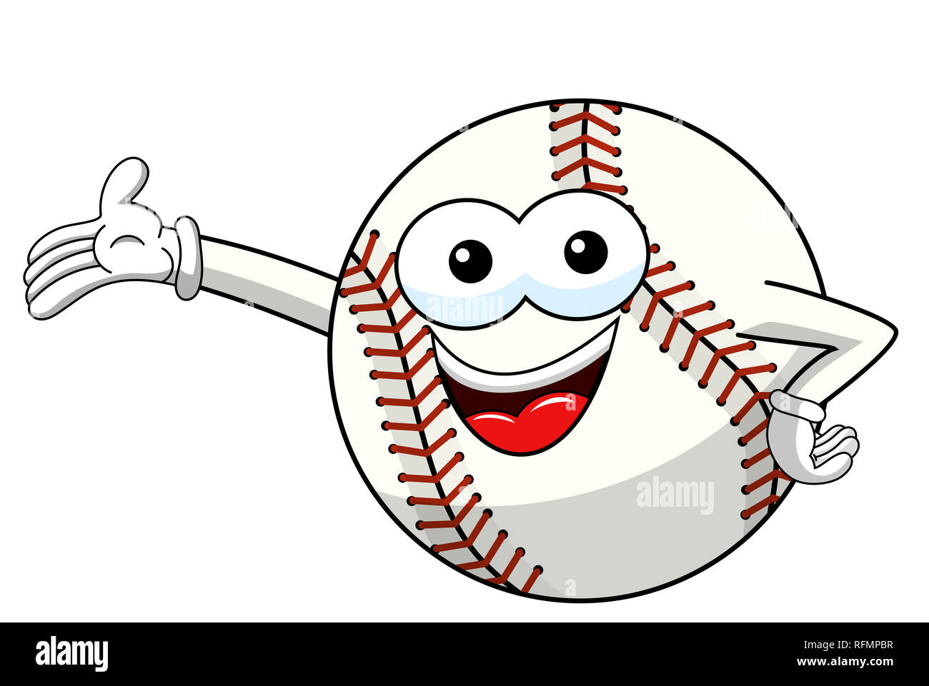 baseball ball character mascot cartoon presenting vector isolated on