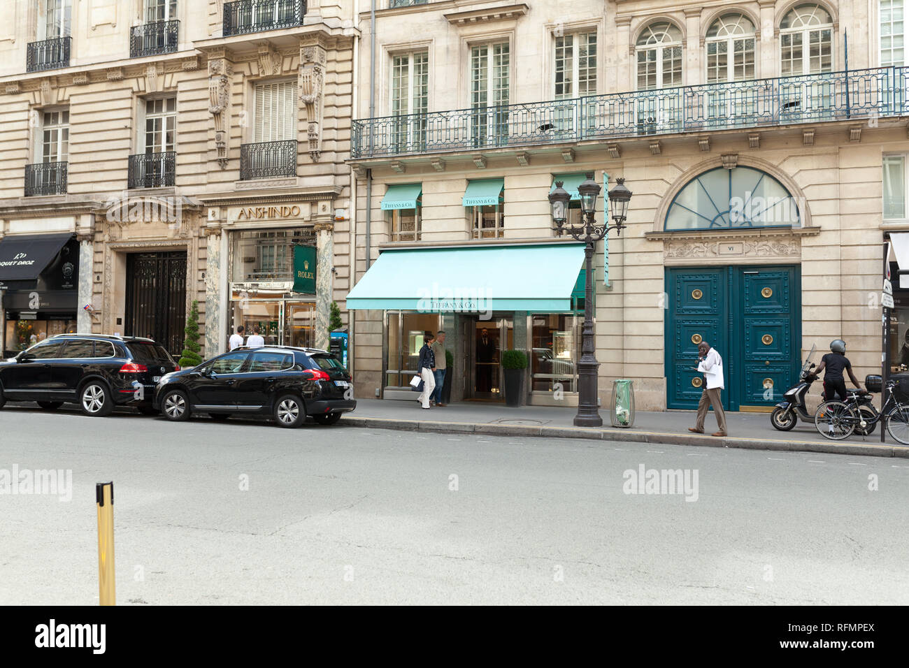 Paris, France 02 June 2018 Tiffany Co store on May 5, 2015 in Hong Kong. The jewelry company founded in 1837 is among most recognized luxury brands in Stock Photo