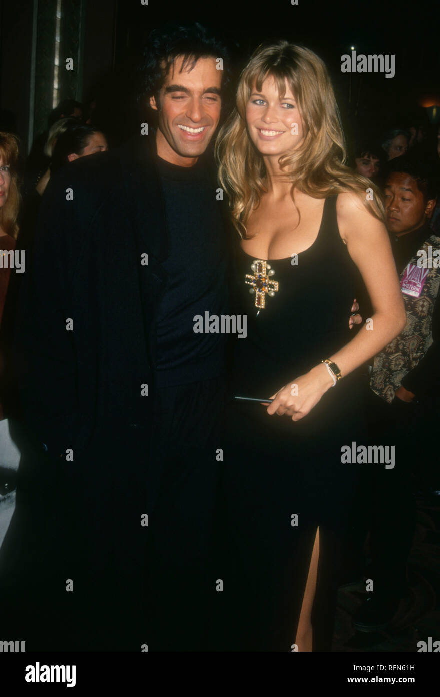 LOS ANGELES, CA - NOVEMBER 10: Magician David Copperfield and model Claudia Schiffer attend David Copperfield's Magic Show to Benefit the Starlight Children's Foundation on on November 10, 1993 at the Wiltern Theatre in Los Angeles, California. Photo by Barry King/Alamy Stock Photo Stock Photo