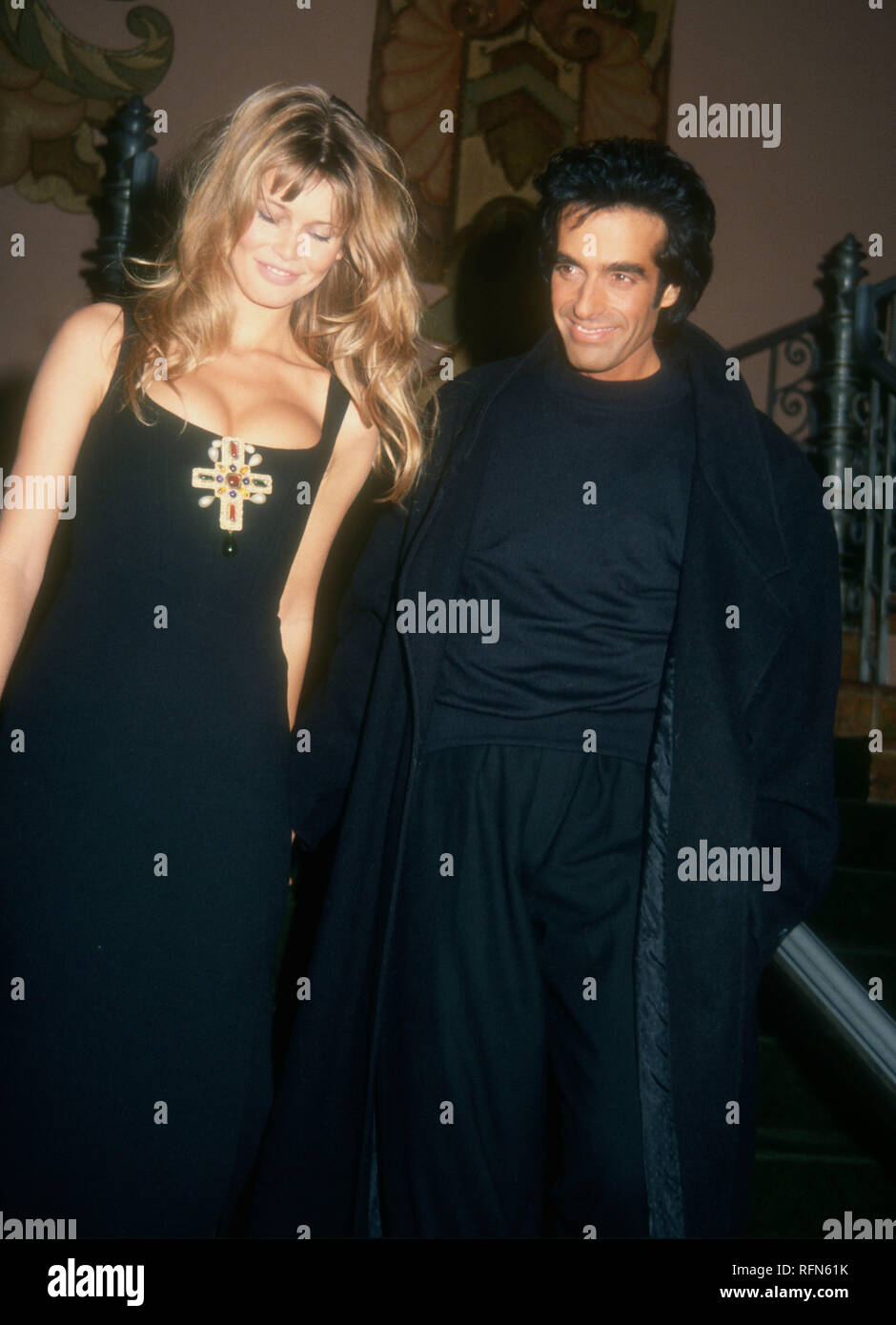 LOS ANGELES, CA - NOVEMBER 10: Model Claudia Schiffer and Magician David Copperfield attend David Copperfield's Magic Show to Benefit the Starlight Children's Foundation on on November 10, 1993 at the Wiltern Theatre in Los Angeles, California. Photo by Barry King/Alamy Stock Photo Stock Photo