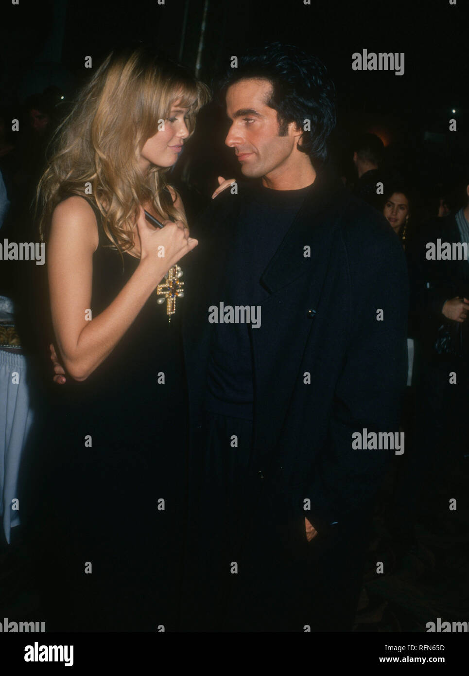 LOS ANGELES, CA - NOVEMBER 10: Model Claudia Schiffer and Magician David Copperfield attend David Copperfield's Magic Show to Benefit the Starlight Children's Foundation on on November 10, 1993 at the Wiltern Theatre in Los Angeles, California. Photo by Barry King/Alamy Stock Photo Stock Photo