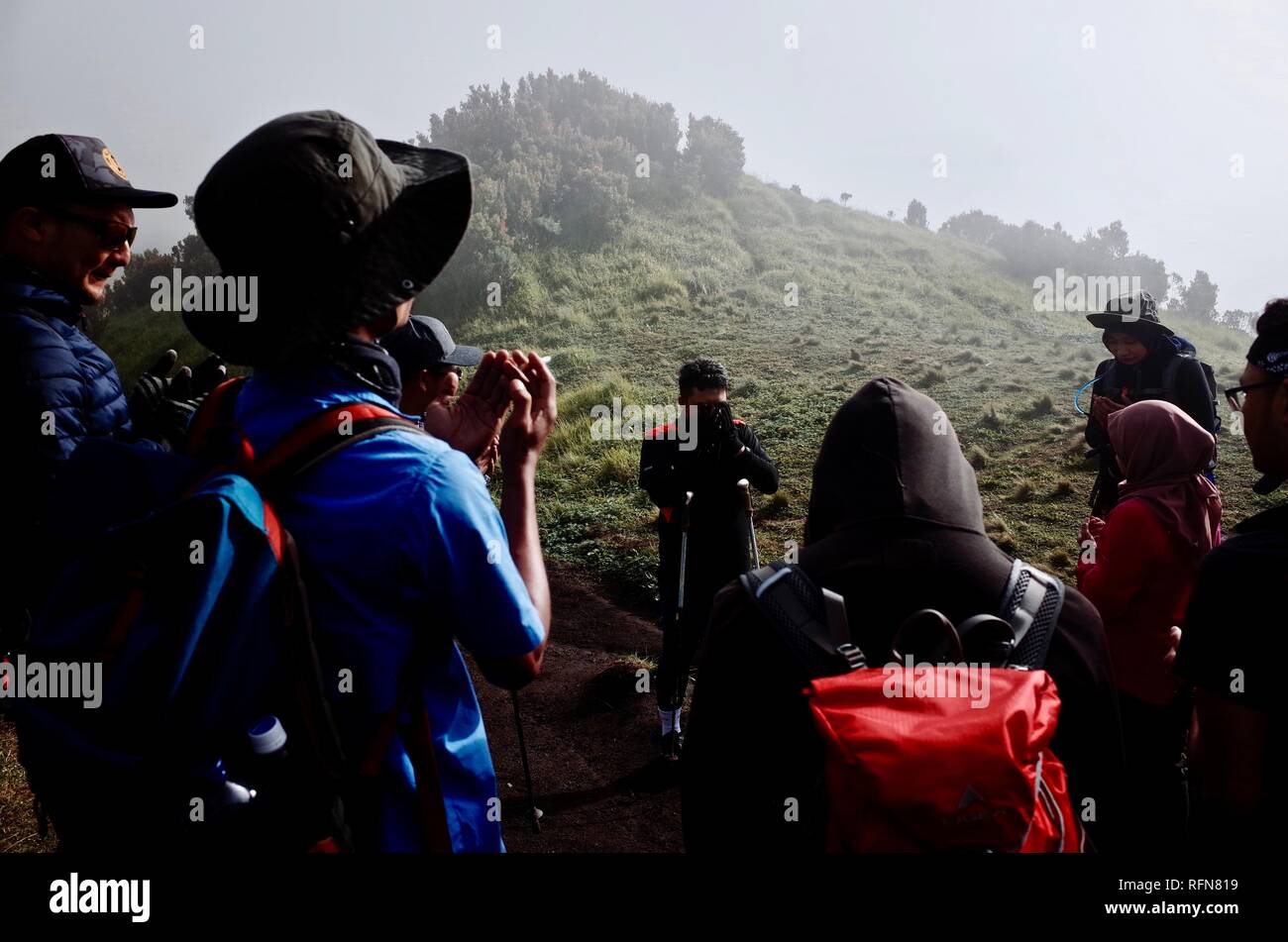 Double Summit Mount Merapi and Mount Merbabu experience Stock Photo - Alamy