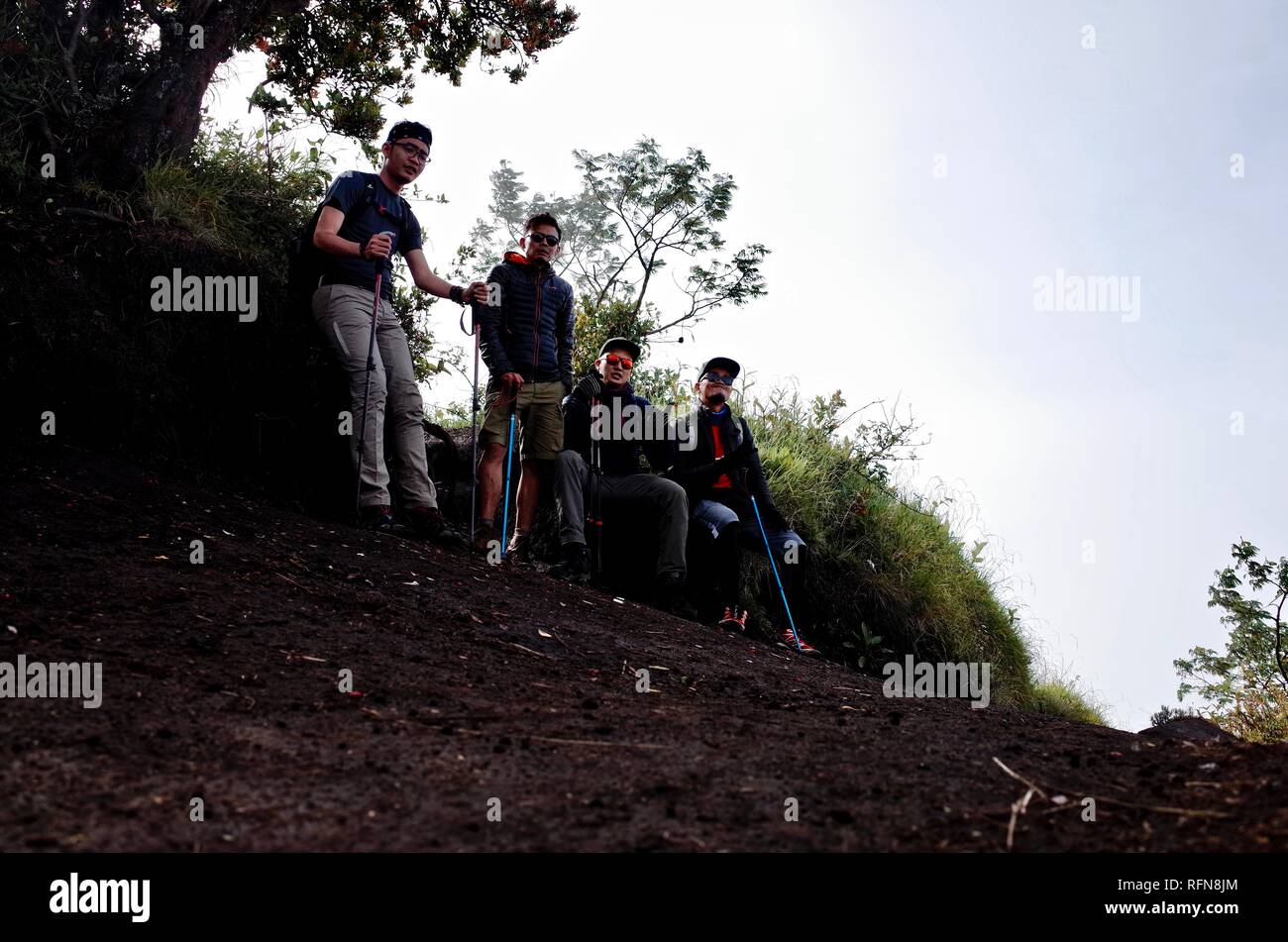 Double Summit Mount Merapi and Mount Merbabu experience Stock Photo - Alamy