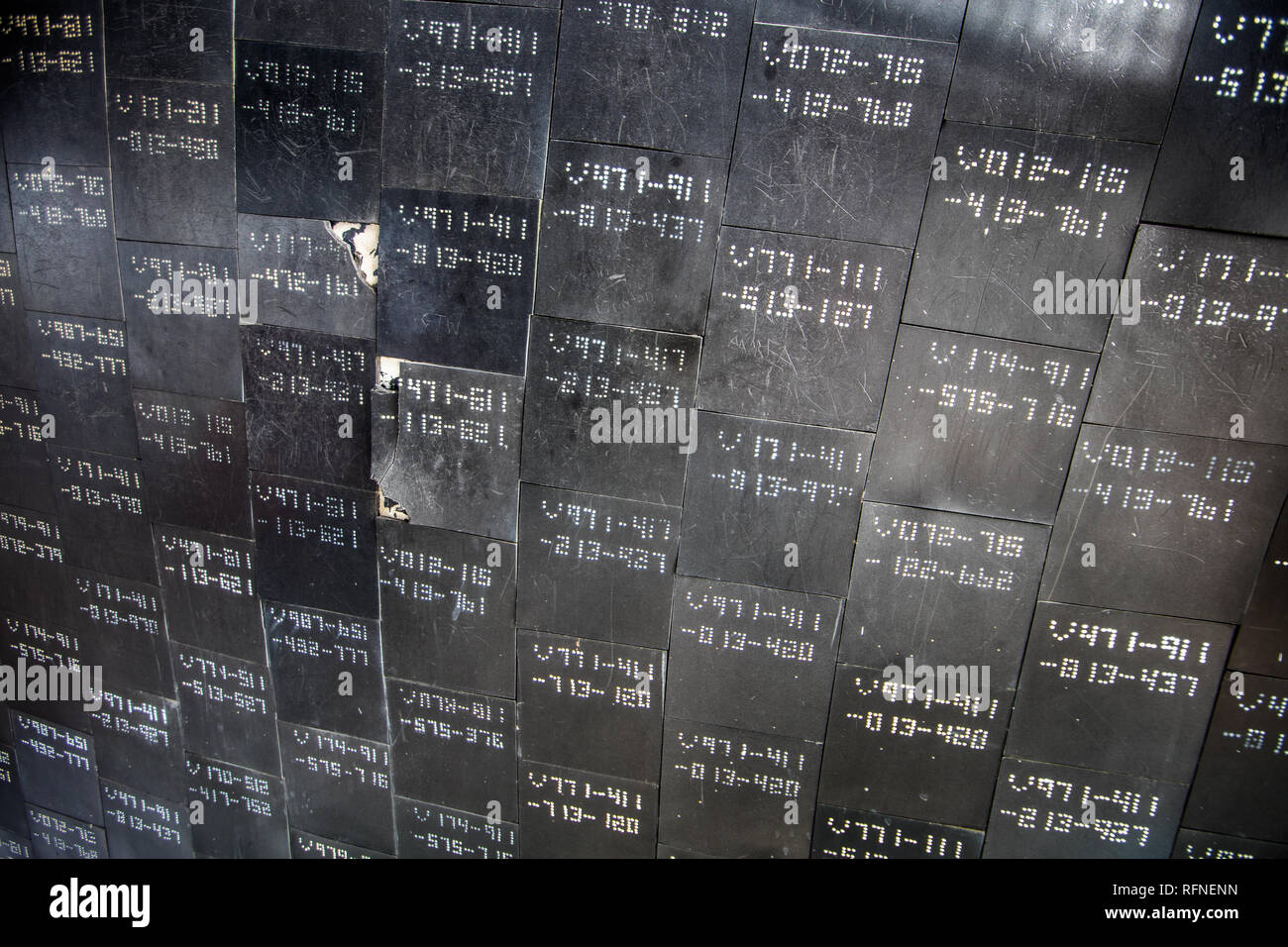 Heat Shield Tiles from Space Shuttle Independence in Johnson Space Center, Houston, TX Stock Photo