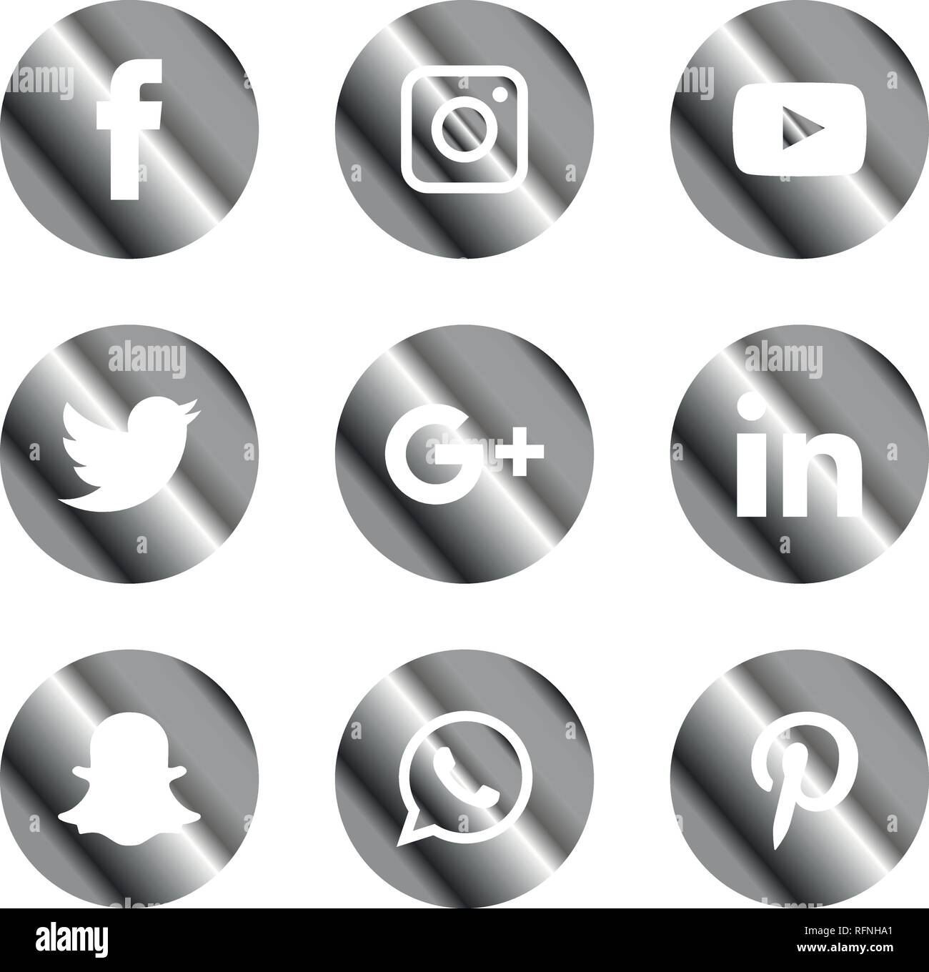 Social media icons set Logo Vector Illustrator facebook, instagram, twitter, whatsapp, google plus, google+, pinterest, linkedin, messenger, Stock Vector