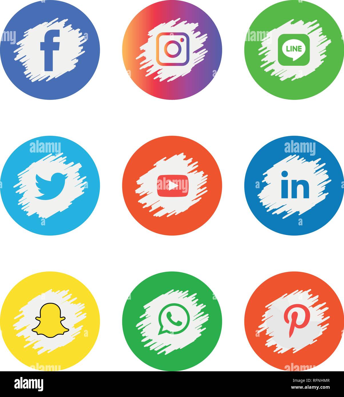Social media icons set Logo Vector Illustrator facebook, instagram, twitter, whatsapp, google plus, google+, pinterest, linkedin, messenger, Stock Vector