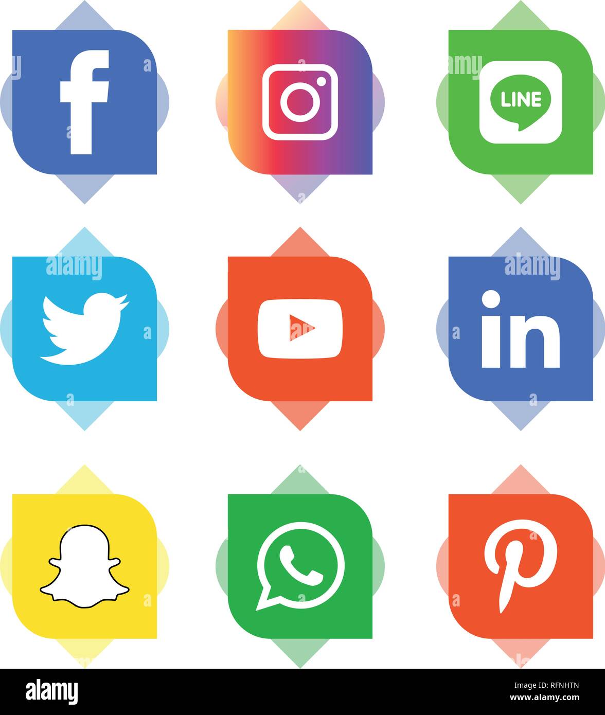 Social media icons set Logo Vector Illustrator facebook, instagram,  twitter, whatsapp, google plus, google+, pinterest, linkedin, messenger  Stock Vector Image & Art - Alamy