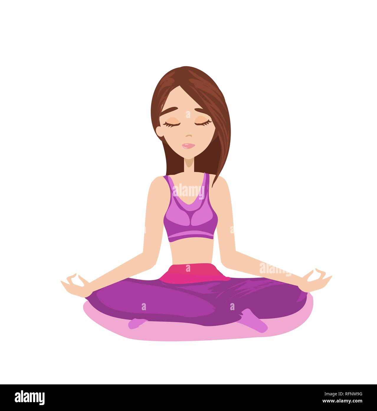 Yoga girl in lotus position Stock Vector Image & Art - Alamy