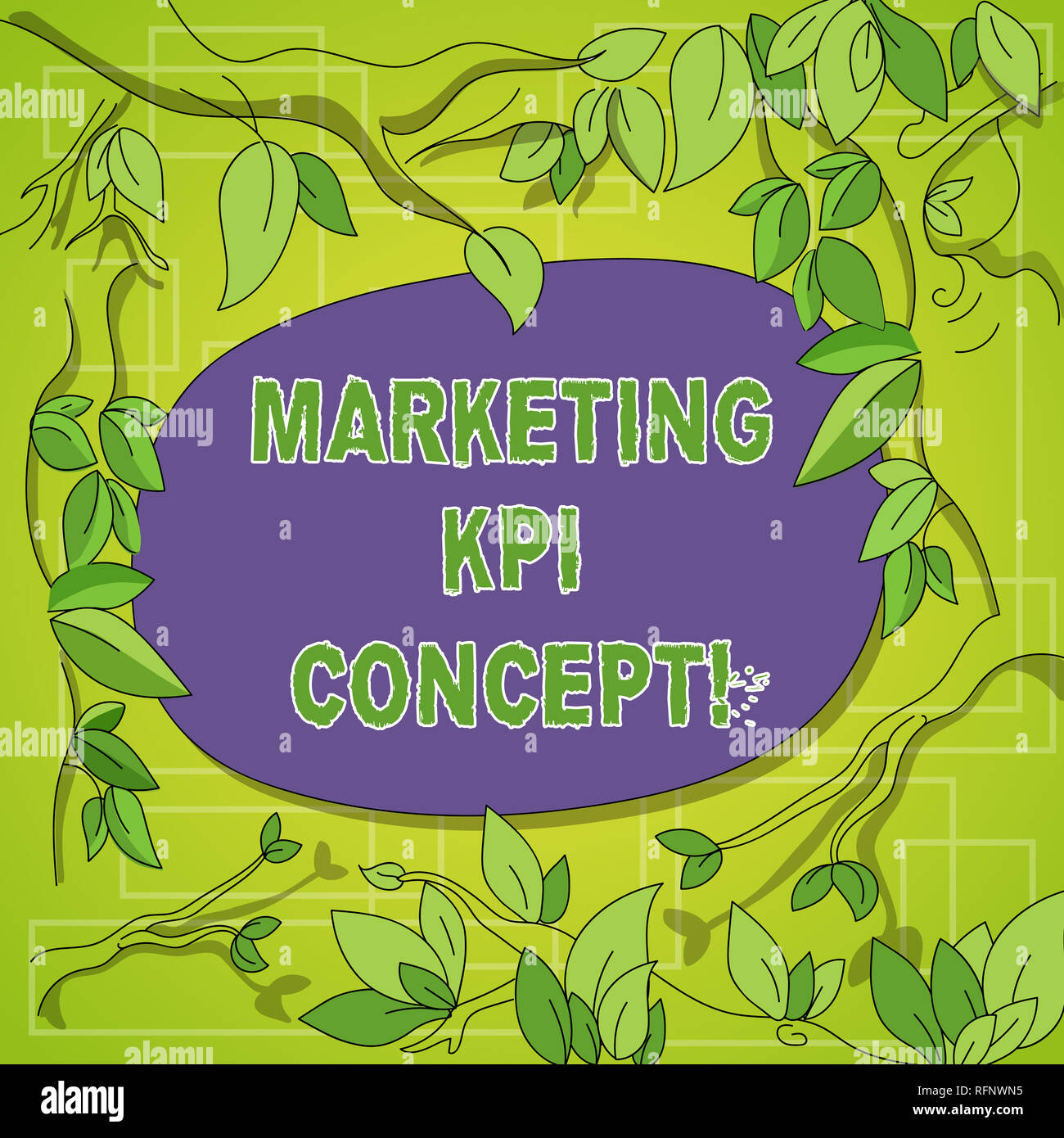 Writing note showing Marketing Kpi Concept. Business photo showcasing measure efficiency of campaigns in marketing channels Tree Branches Scattered wi Stock Photo