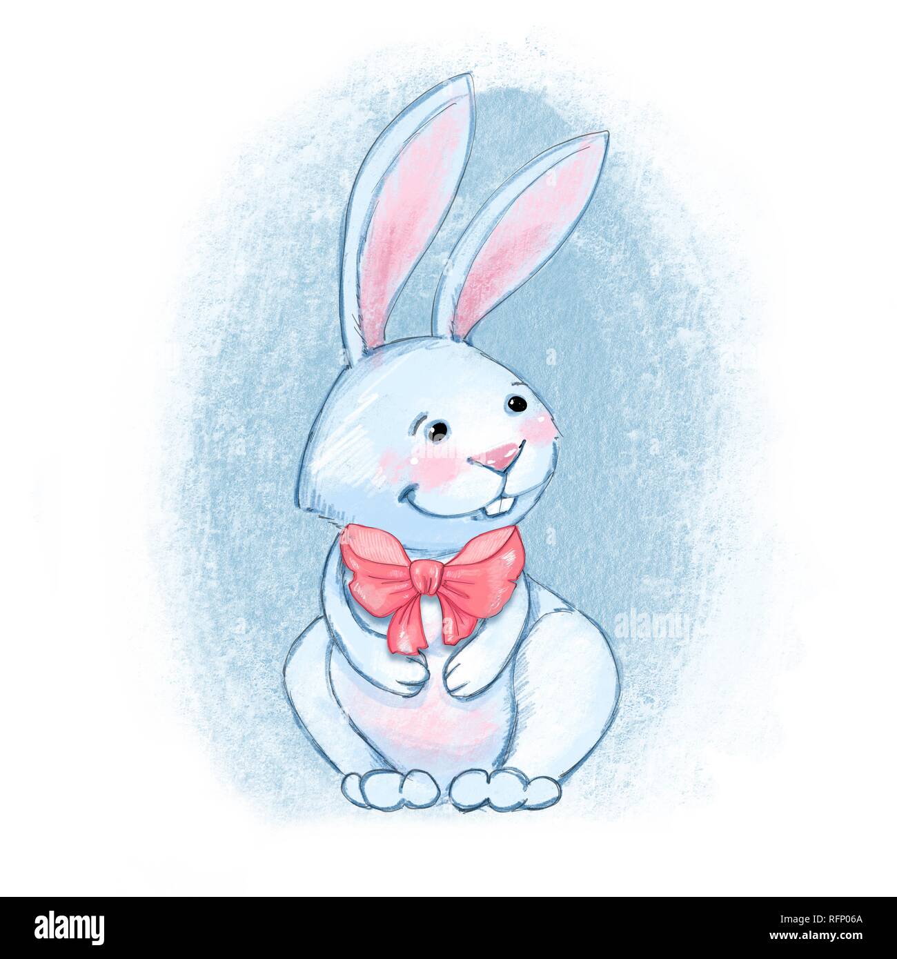 White Rabbit. Cute cartoon illustration Stock Photo