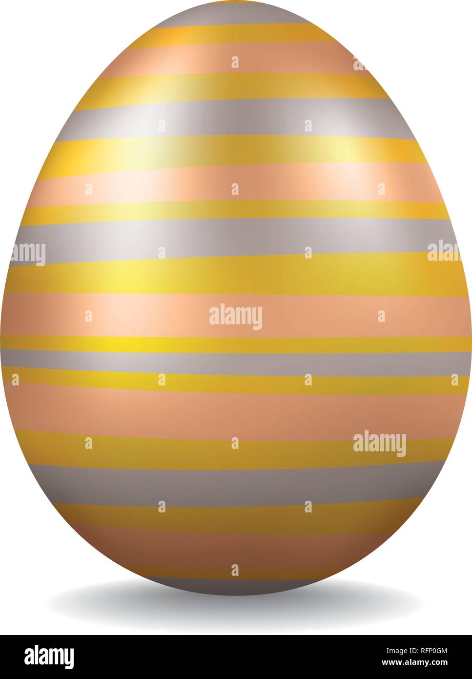 Golden Easter Egg with silver and bronze stripes pattern vector illustration Stock Vector