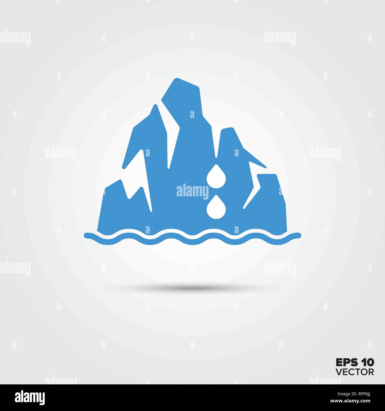 Melting iceberg icon, global warming and climate change symbol. EPS 10 Vector. Stock Vector