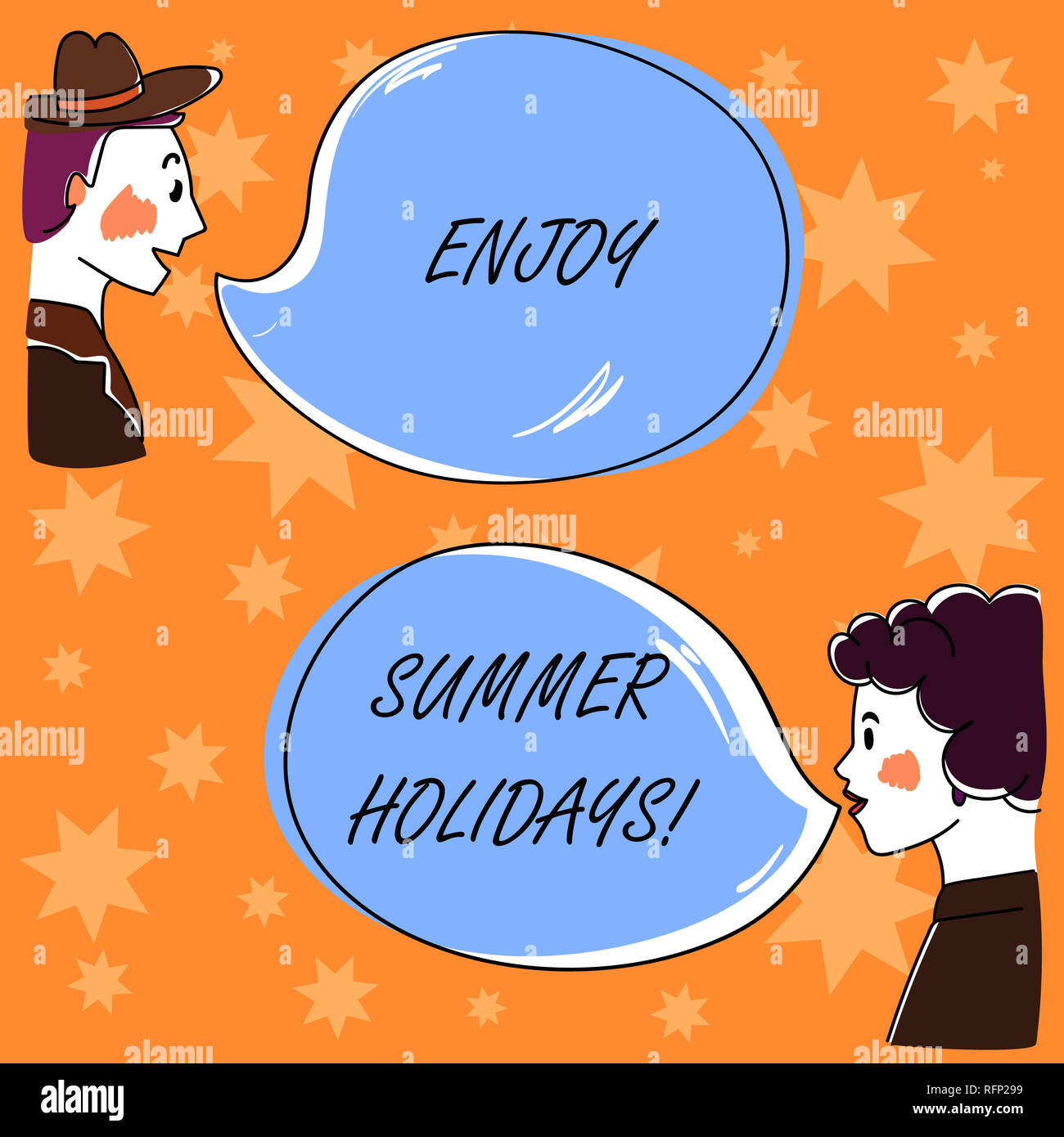 Handwriting Text Enjoy Summer Holidays Concept Meaning Relax And Enjoy Yourself Away From Home Go Vacation Hand Drawn Man And Wo Analysis Talking Pho Stock Photo Alamy