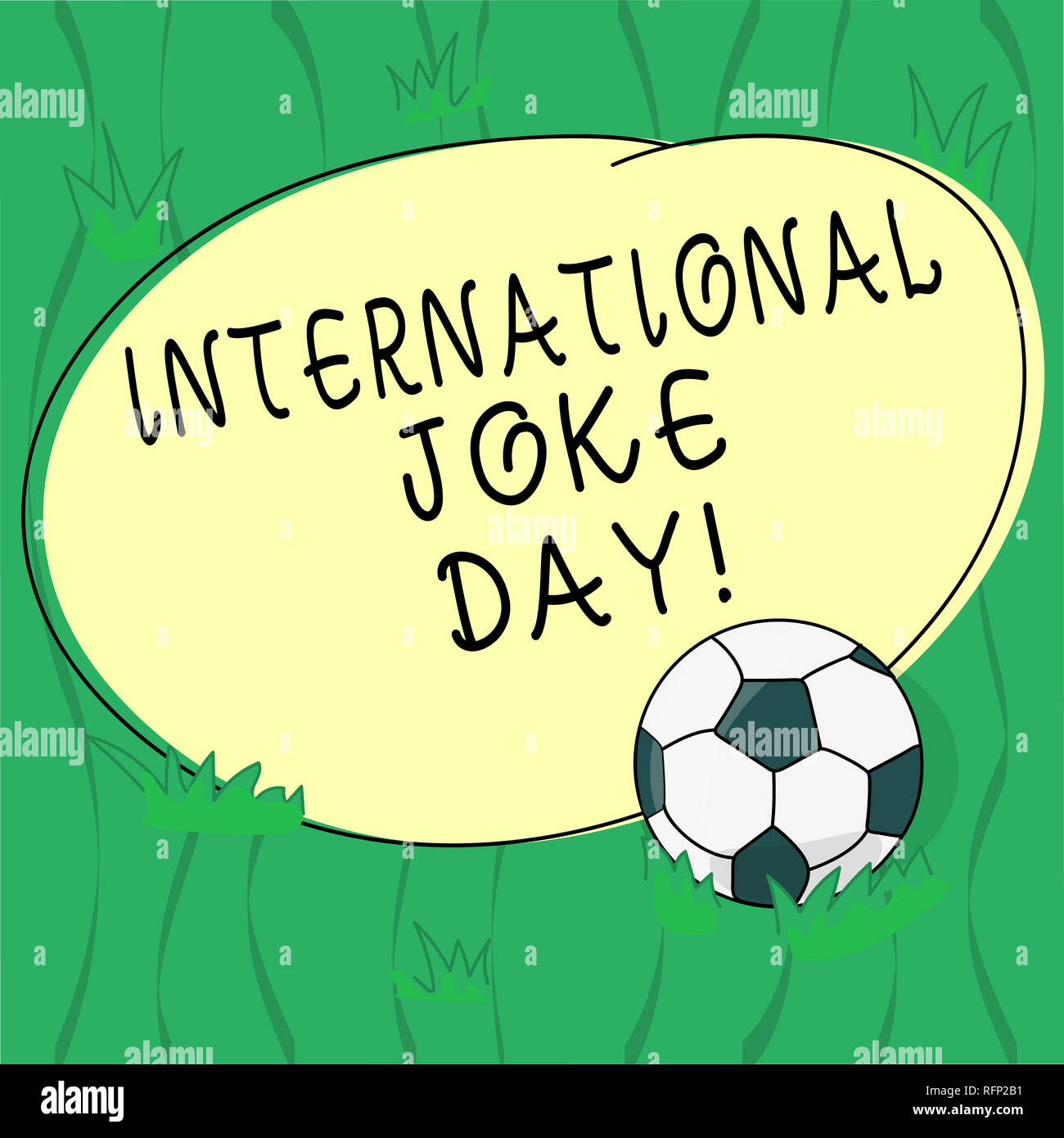 Word writing text International Joke Day. Business concept for holiday to  celebrate the benefit of good humor Soccer Ball on the Grass and Blank  Outli Stock Photo - Alamy