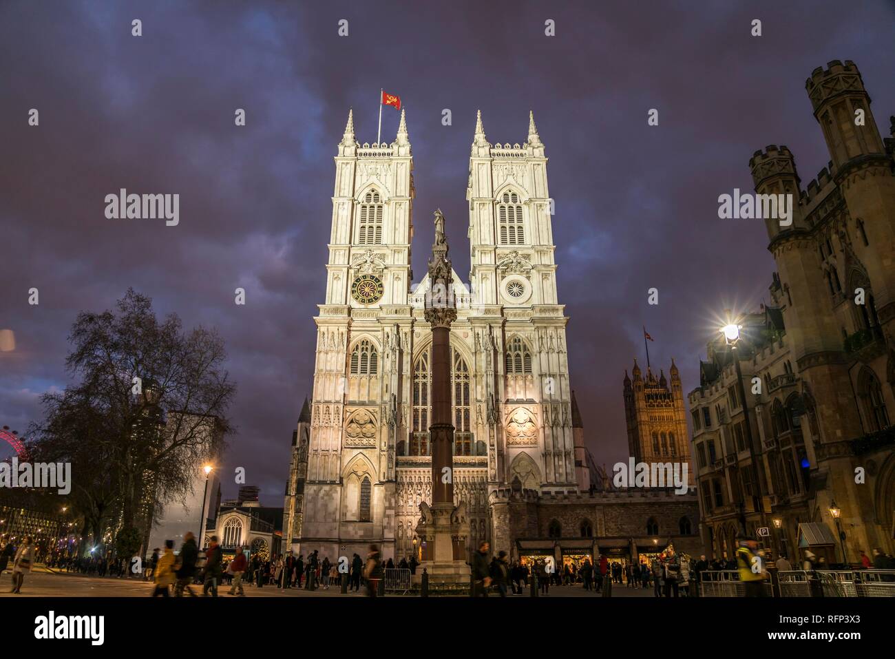 Westminster Abbey at dusk, London, Great Britain Stock Photo