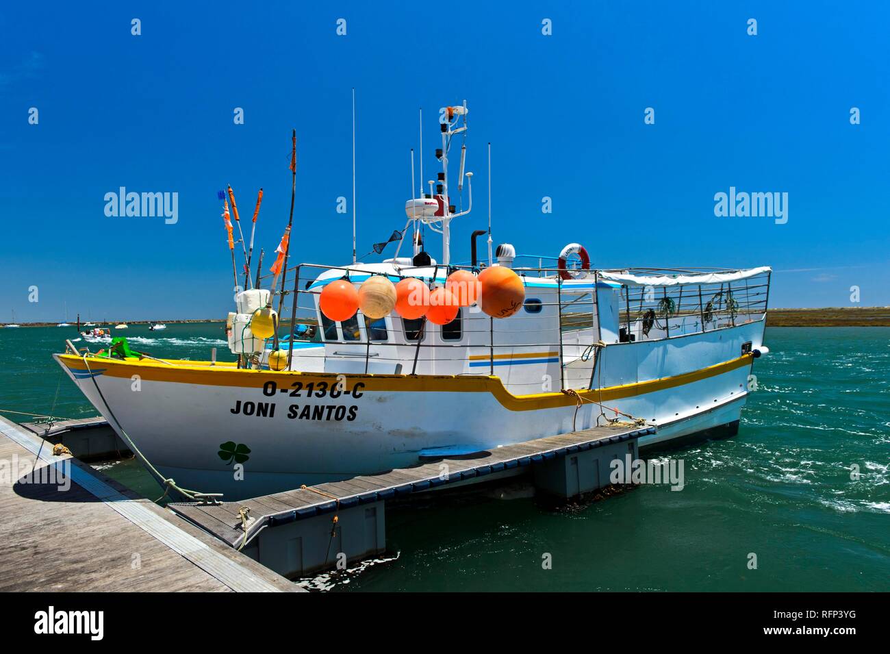Fishing boat in the port of Santa Luzia, Algarve, Portugal Stock Photo