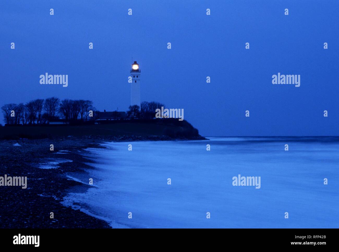Lighthouse, Baltic Sea, Langeland Island, Syddanmark, Daenemark Stock Photo