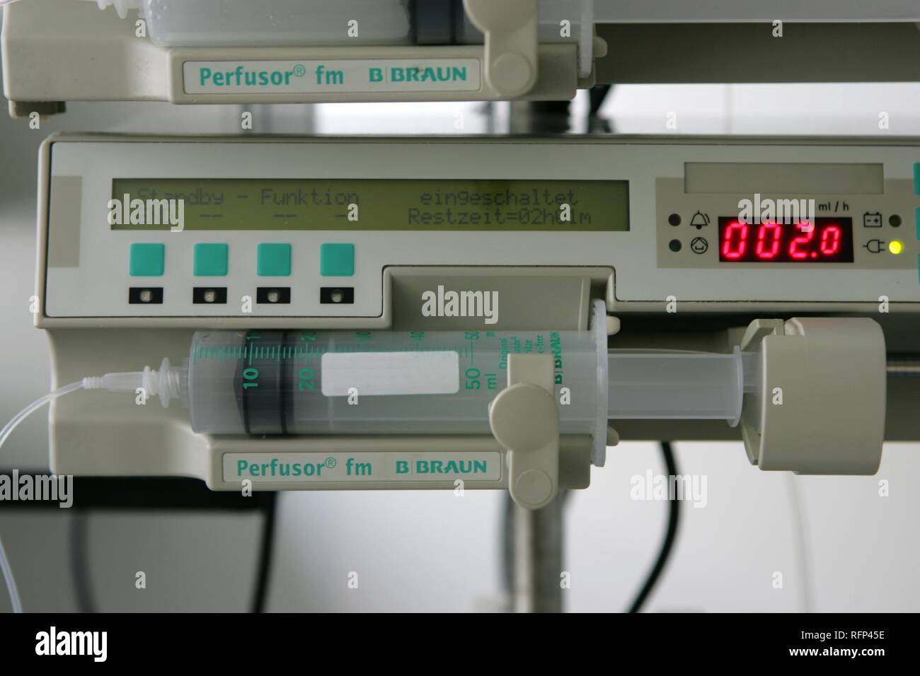 Hospital, Intensive care unit, infusion pump Stock Photo Alamy