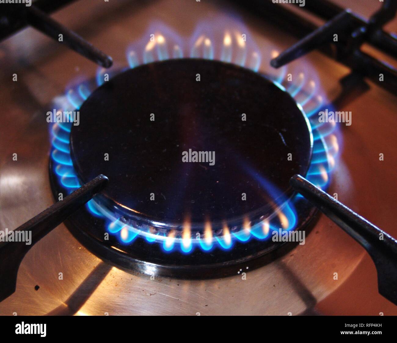 Gas stove, flame Stock Photo Alamy