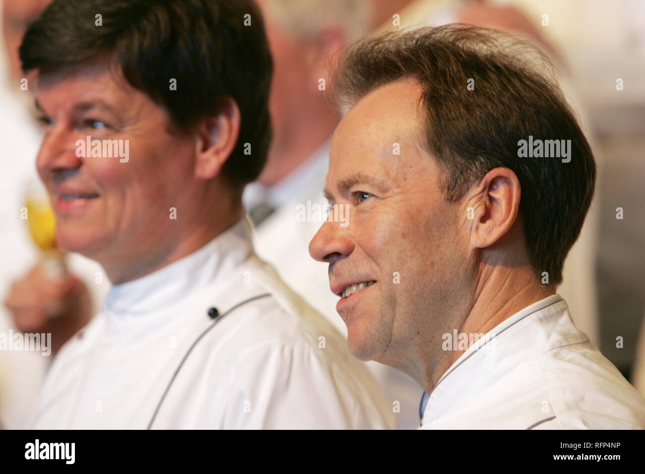 Harald Wohlfahrt and Dieter Mueller, from left, Award-giving ceremony of the Gastronomy Culture Award Stock Photo