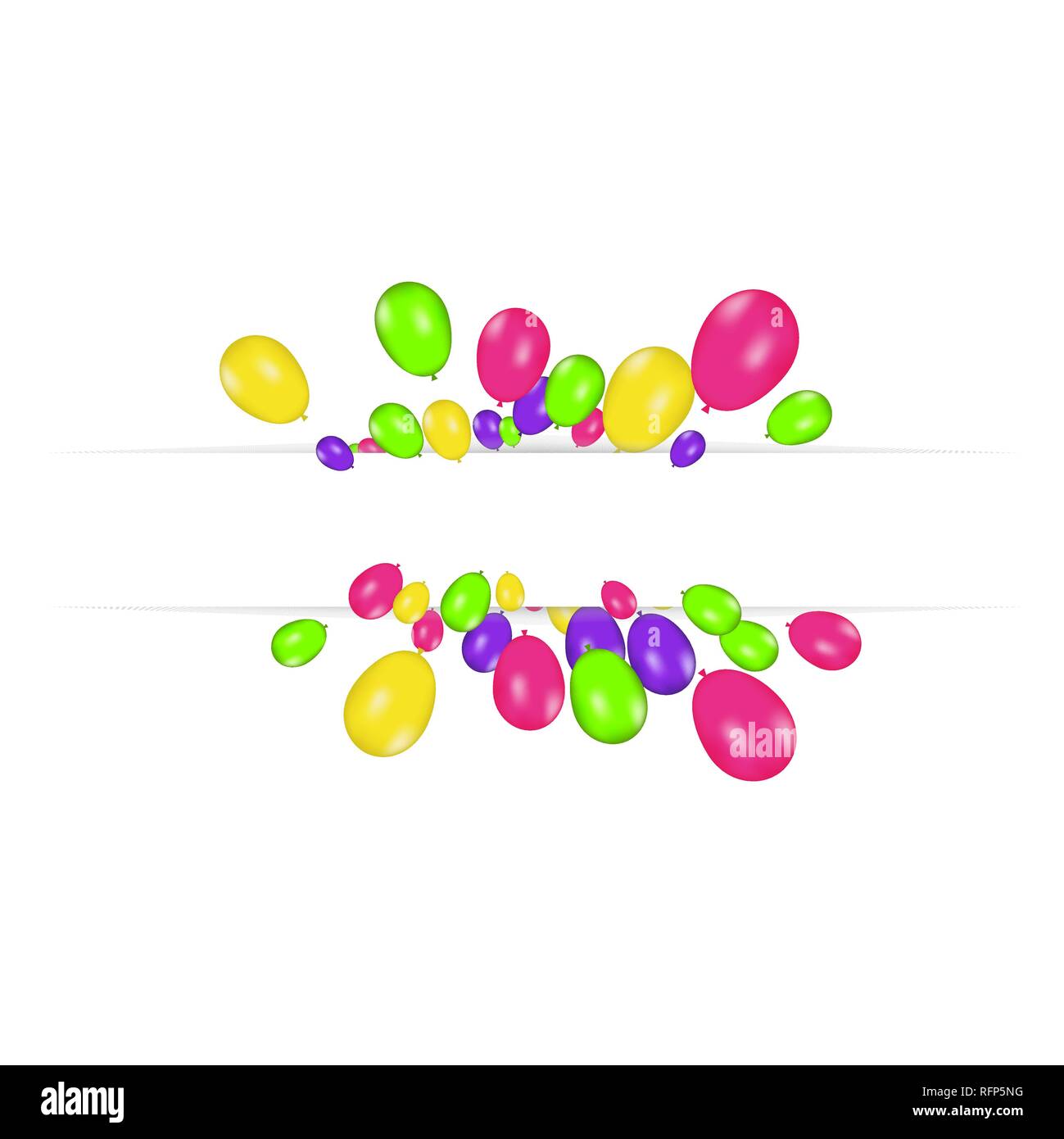 Blank banner with color balloons isolated on white background. Vector festive background. Happy birthday concept Stock Vector