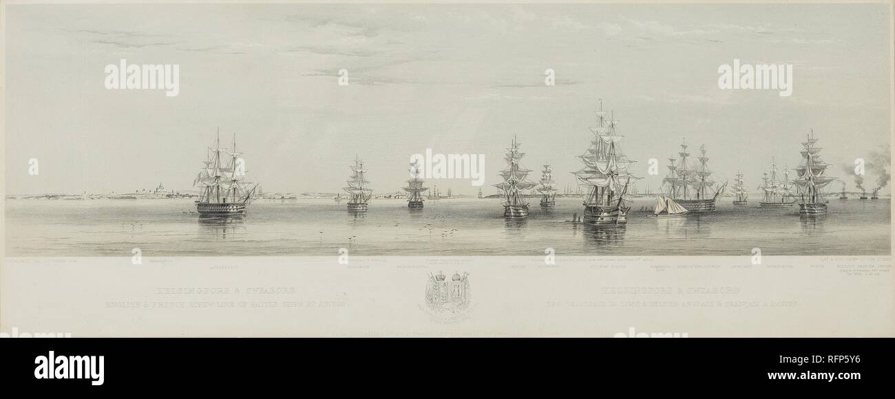 Lithograph Helsingfors Sweaborg English And French Screw Line Of Battle Ships At Anchor O W Brierly Jpg Rfp5y6 Stock Photo Alamy